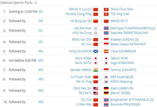 เช็กโปรแกรมแบดมินตัน 'เดนมาร์ก โอเพ่น 2021' รอบก่อนรองชนะเลิศ