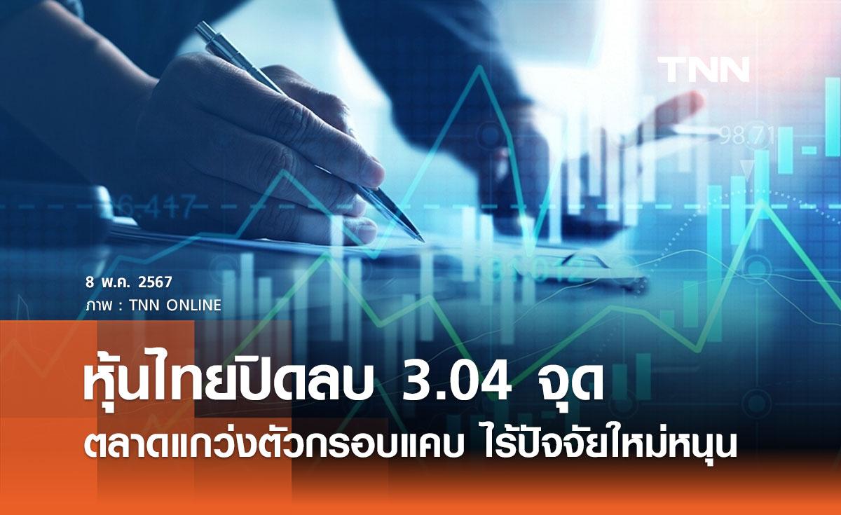 หุ้นไทยวันนี้ 8 พฤษภาคม 2567 ปิดลบ 3.04 จุด ตลาดแกว่งตัวกรอบแคบ ไร้ปัจจัยใหม่หนุน