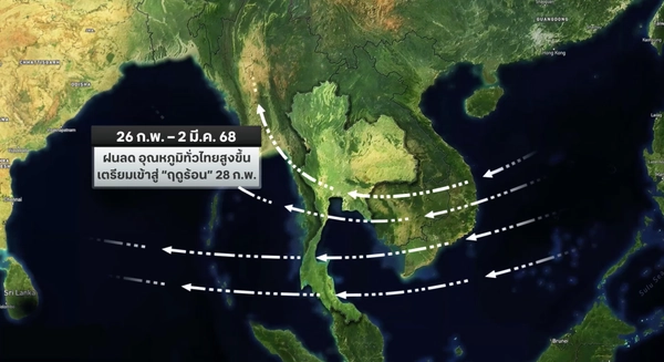 คาดการณ์อากาศ 7 วันข้างหน้า ทั่วไทยอากาศแปรปรวนสูง พายุฝน-ลมเย็น-อากาศร้อนใน 1 สัปดาห์