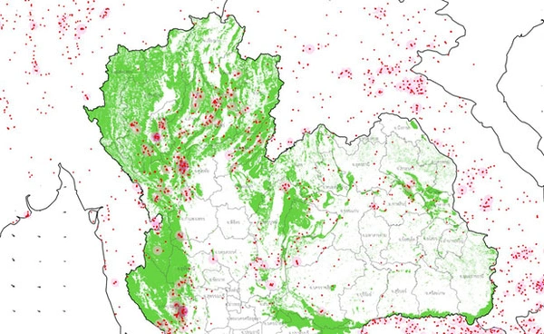 GISTDA รายงานข้อมูลจากดาวเทียม ไทยพบจุดความร้อนรวม 1,355 จุด