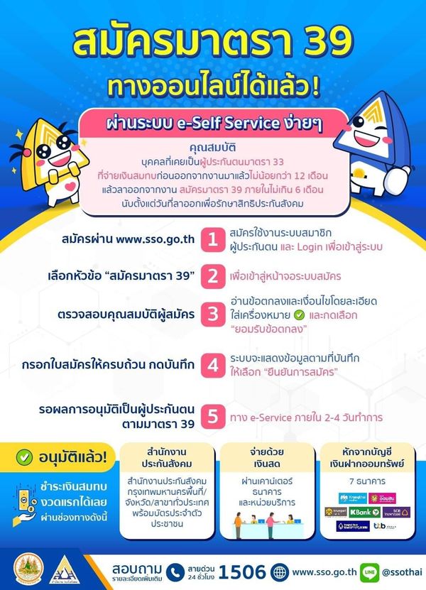 ลาออกจากงาน สมัครประกันสังคมม.39 อย่างไร? ทำผ่านออนไลน์ได้ไหม เช็