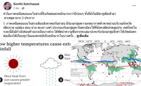 ทำไมฝนตกหนักภาคเหนือตอนบน ทั้งที่ไม่มีพายุ