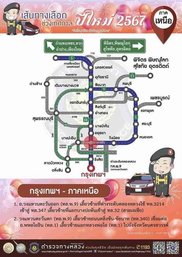 จราจรปีใหม่ 2567 เปิด เส้นทางเลือก จากกรุงเทพฯไปภาคต่างๆ เช็กเลยเลี่ยงรถติด