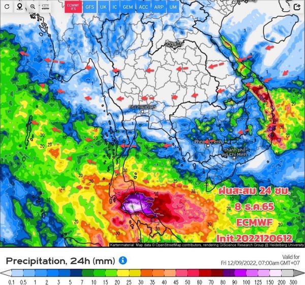 ภาคใต้ ฝนหนักต่อเนื่อง 8-11 ธ.ค.นี้ ระวังน้ำท่วม