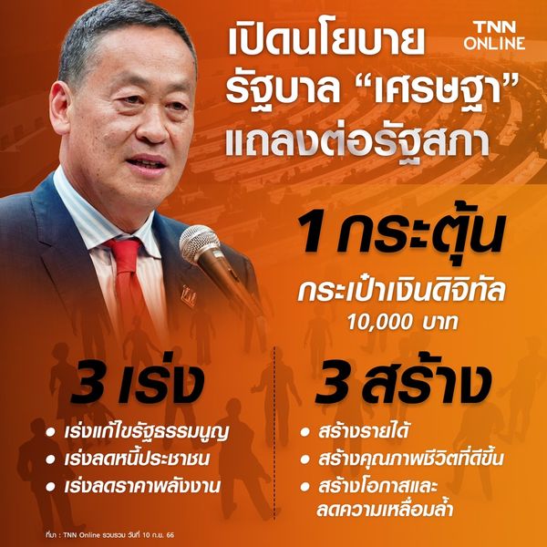 เปิดรายละเอียดสำคัญ นโยบายเร่งด่วน 52 หน้า นายกรัฐมนตรีเตรียมแถลงต่อรัฐสภา