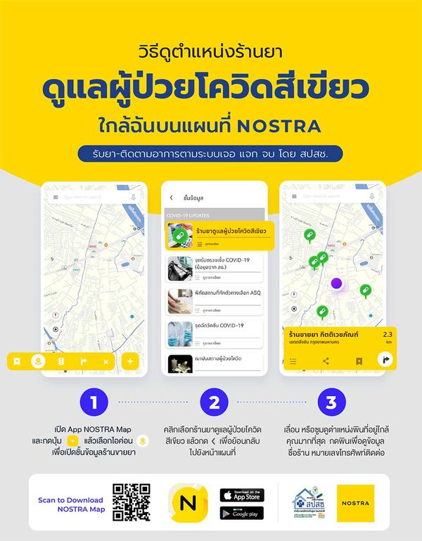 NOSTRA ปักหมุดพิกัด ร้านขายยา ดูแลผู้ป่วยโควิดสีเขียว เจอ แจก จบ เช็กเลย!