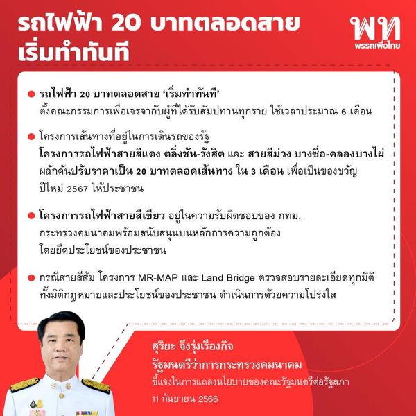 เงินดิจิทัล 10,000 - รถไฟฟ้า 20 บาทตลอดสาย เปิดคำชี้แจง ครม. เศรษฐา ต่อรัฐสภา