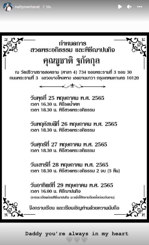 นัตตี้ นันทนัท สูญเสียคุณพ่ออันเป็นที่รัก