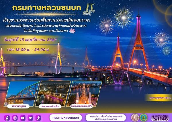 ลอยกระทง 2567 ชี้เป้าจุดชมไฟประดับริมแม่น้ำเจ้าพระยา - ชมแสงสียามค่ำยืน 