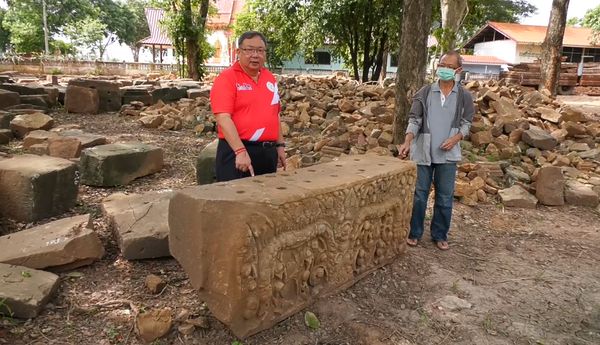 โคราชขุดพบ ทับหลัง 4 ด้าน อายุกว่า 1,000 ปี ที่ปราสาทบ้านบุใหญ่ 