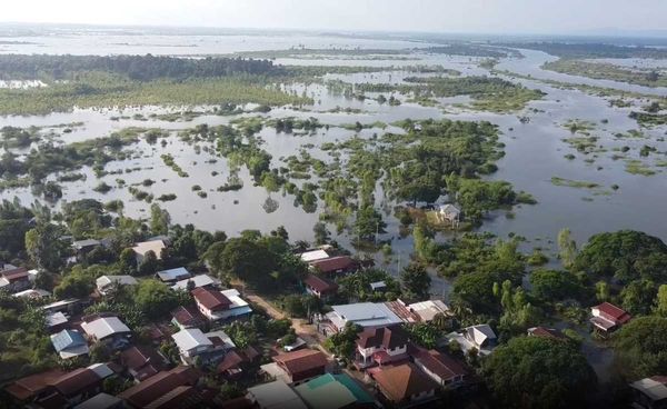 หนองคายน้ำโขงลดจระเข้โผล่กลางน้ำท่วม