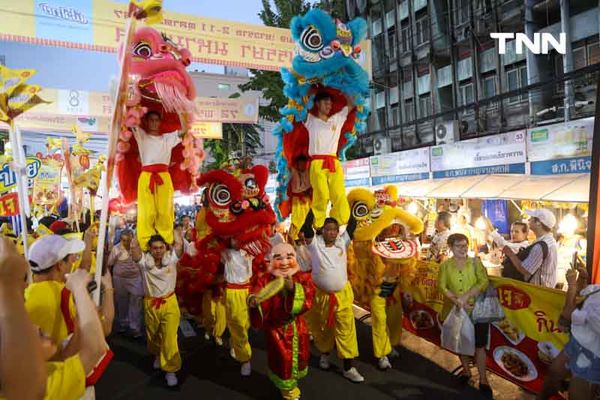 อลังการพิธีเปิดงานเจเยาวราช ผัดหมี่มงคล มังกรทอง ขบวนแห่รถบุปผชาติ 