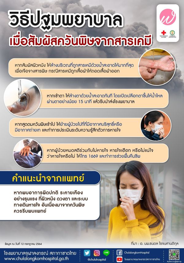 วิธีปฐมพยาบาลเมื่อสัมผัส ควันพิษจากสารเคมี เข้าตาควรทำอย่างไร?