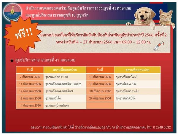 ฉีดฟรี! เปิดพิกัดฉีด วัคซีนพิษสุนัขบ้า-ทำหมัน ฟรี ในกทม.มีที่ไหนบ้าง