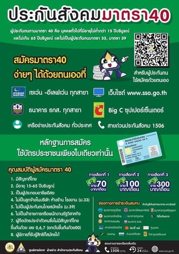 ประกันสังคมมาตรา 40 ให้ผู้ประกอบอาชีพอิสระ สมัครง่าย-คุ้มครองจริง 