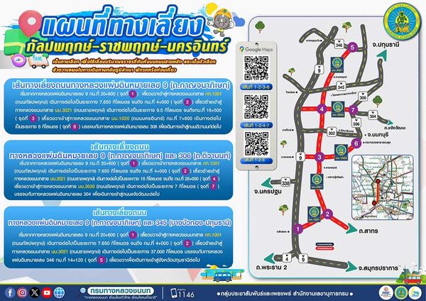 เช็กที่นี่ แนะ 7 เส้นทางเลี่ยงรถติดบนถนนสายหลัก เดินทางช่วงเทศกาลสงกรานต์ 2567