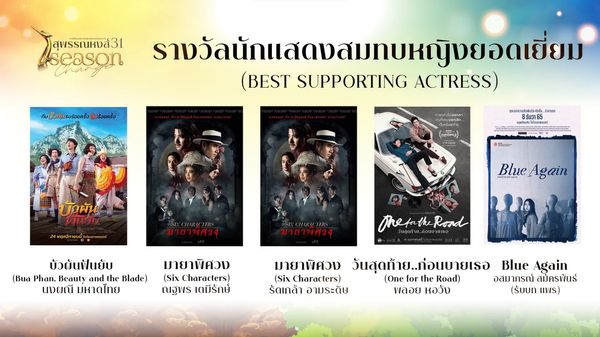 เปิดรายชื่อผู้เข้าชิงรางวัลภาพยนตร์แห่งชาติ สุพรรณหงส์ ครั้งที่ 31 บุพเพสันนิวาส2 - One For The Road เข้าชิงสูงสุด