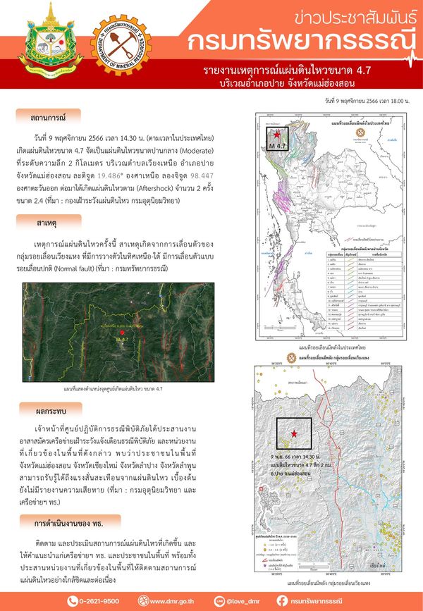 เปิดสาเหตุ แผ่นดินไหวแม่ฮ่องสอน สะเทือนไป 3 จังหวัด เกิดจากอะไร?