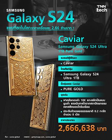 แพงที่สุดในโลก Samsung Galaxy S24 Ultra  ราคาเครื่องละ 2.66 ล้านบาท !! 