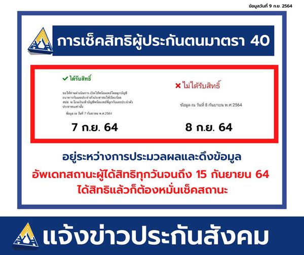 ผู้ประกันตน ม.40 หมั่นเช็กสถานะ หากไม่ได้สามารถยื่นทบทวนสิทธิ