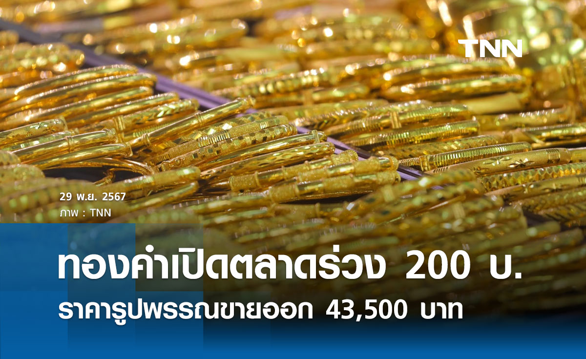 ราคาทองคำวันนี้ 29/11/67 เปิดตลาดร่วง 200 บาท รูปพรรณขายออก 43,500 บาท 