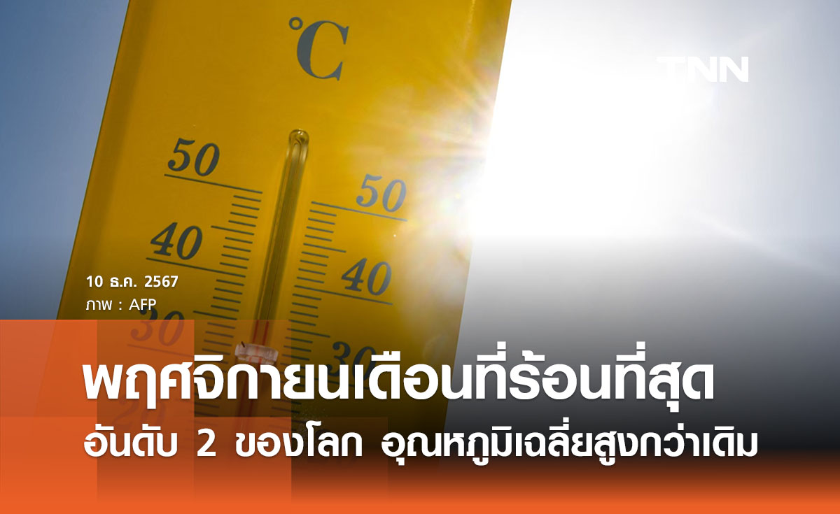 พฤศจิกายนกลายเป็นเดือนร้อนที่สุดอันดับ 2 ของโลก อุณหภูมิเฉลี่ยสูงเกิน 1.5 องศาฯ 