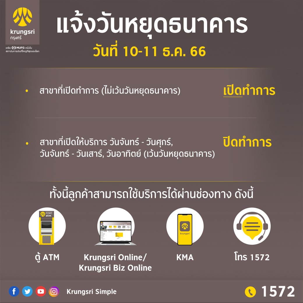 วันหยุดชดเชย วันรัฐธรรมนูญ 11 ธันวาคม 2566 ธนาคารหยุดไหม? 