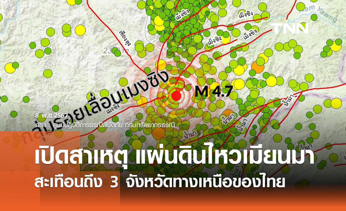 แผ่นดินไหวเมียนมา สะเทือนถึง 3 จังหวัดของไทย สาเหตุเกิดจากอะไร?