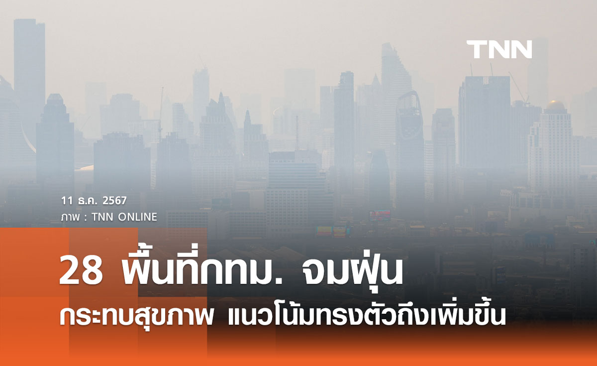 กทม. วันนี้จมฝุ่น 28 พื้นที่ เริ่มกระทบต่อสุขภาพ เตือนแนวโน้มทรงตัวถึงเพิ่มขึ้น