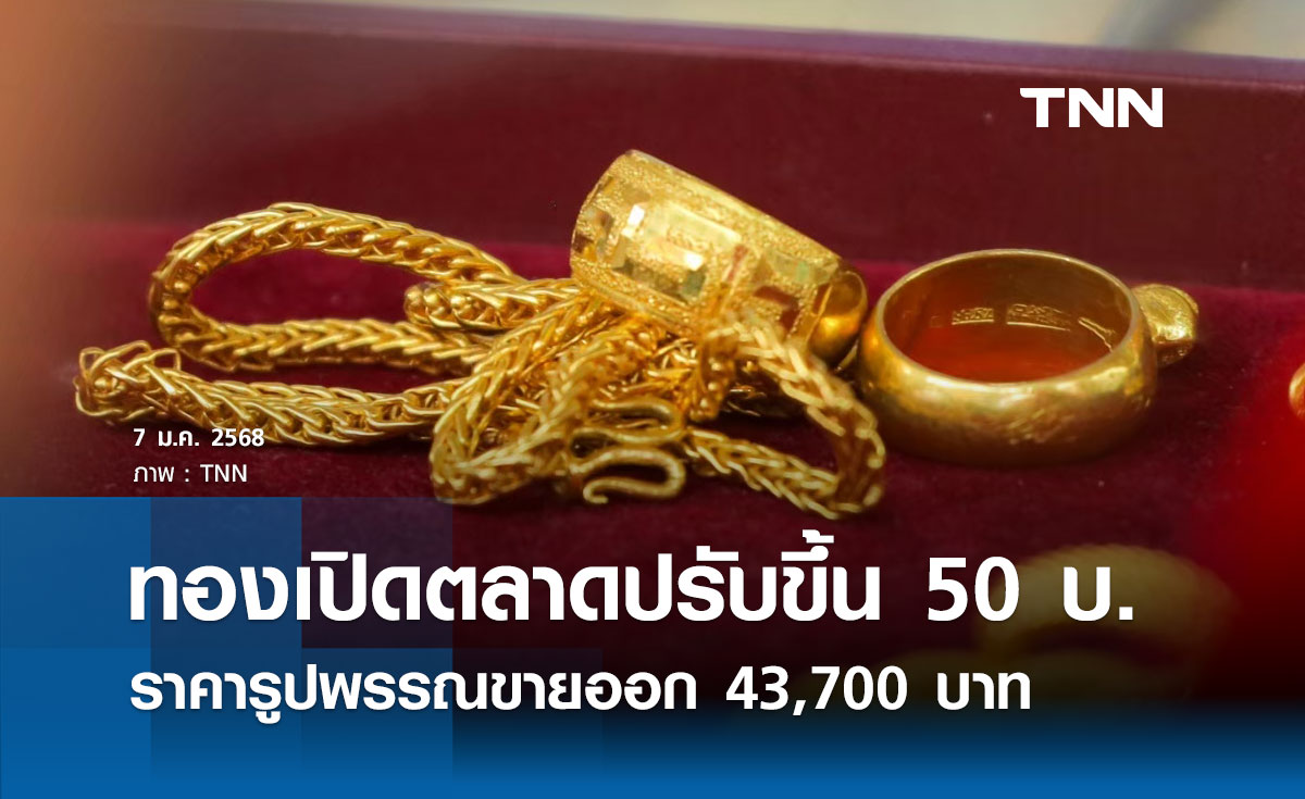 ราคาทองคำวันนี้ 7/01/68 เปิดตลาดปรับขึ้น 50 บาท รูปพรรณขายออก 43,700 บาท 