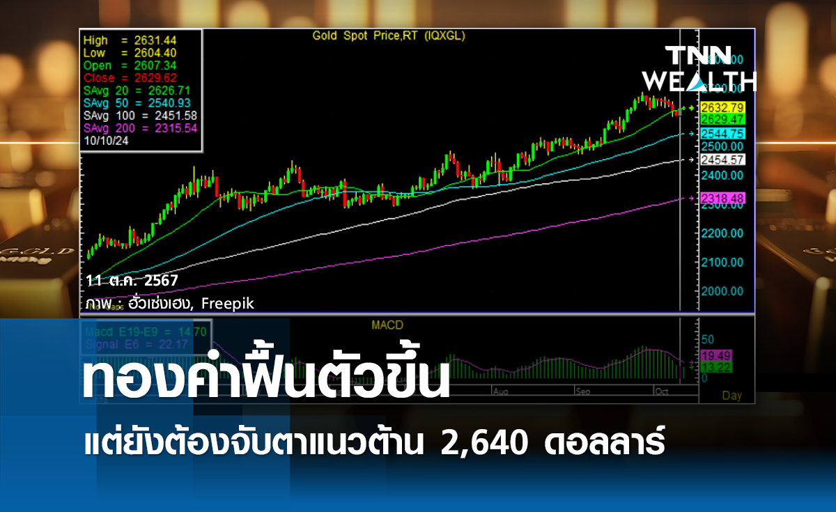 ทองคำฟื้นตัวขึ้น แต่ยังต้องจับตาแนวต้าน 2,640 ดอลลาร์