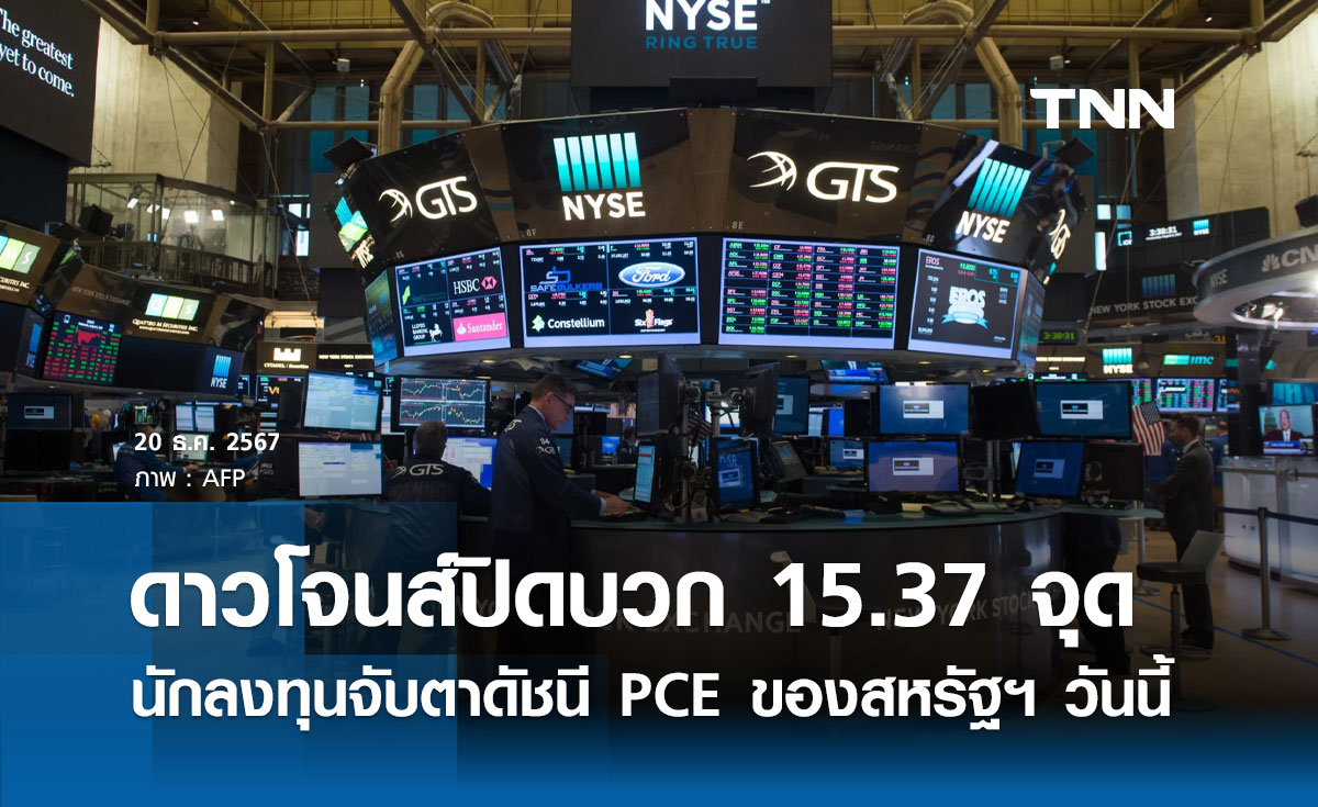 หุ้นวันนี้ดาวโจนส์ 20 ธันวาคม 2567 ปิดบวก 1,123.03 จุด จับตาดัชนี PCE ของสหรัฐฯ วันนี้