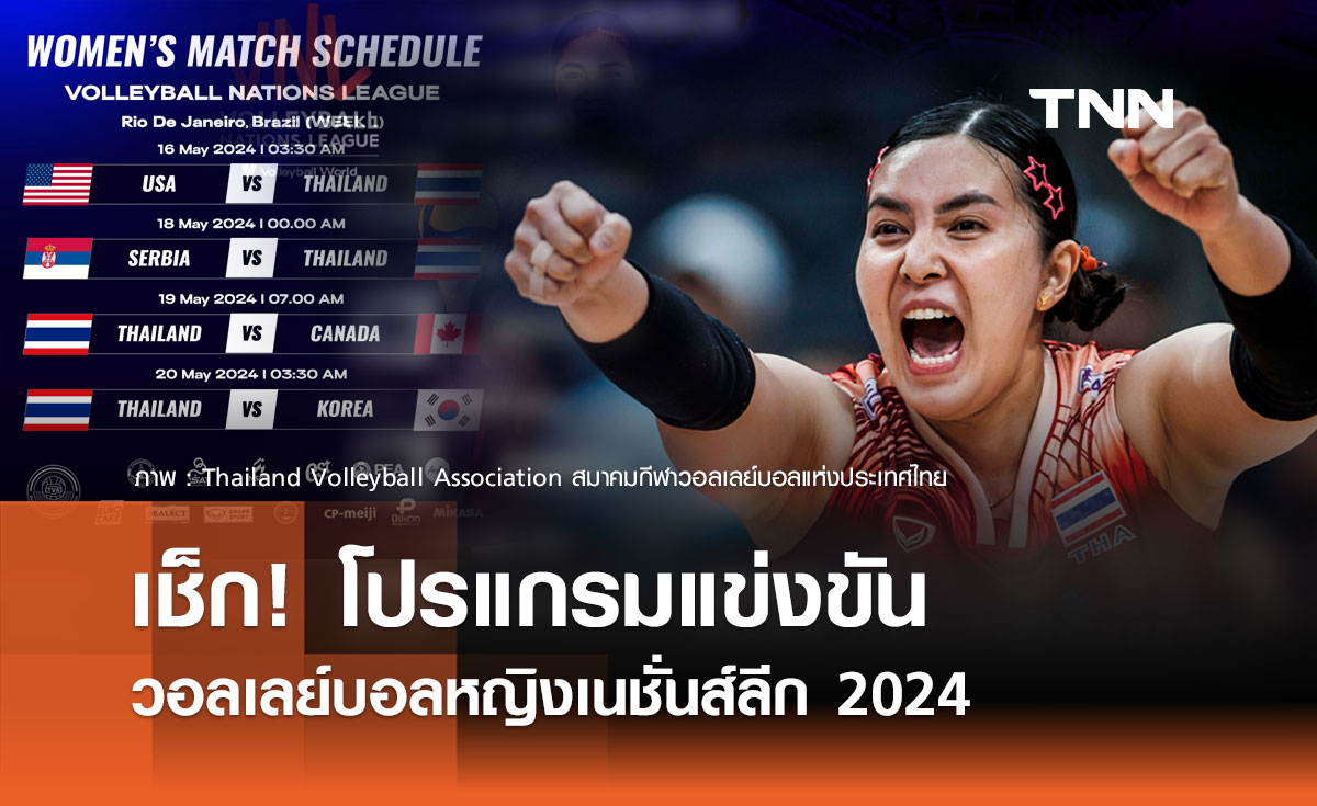 โปรแกรมแข่งขัน วอลเลย์บอลหญิงเนชั่นส์ลีก 2024 (VNL 2024) 