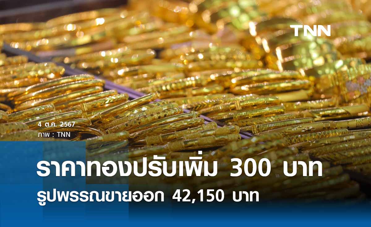 ราคาทองคำวันนี้ 4/10/67 เปิดตลาดพุ่งขึ้น 300 บาท รูปพรรณขายออก 42,150 บาท 