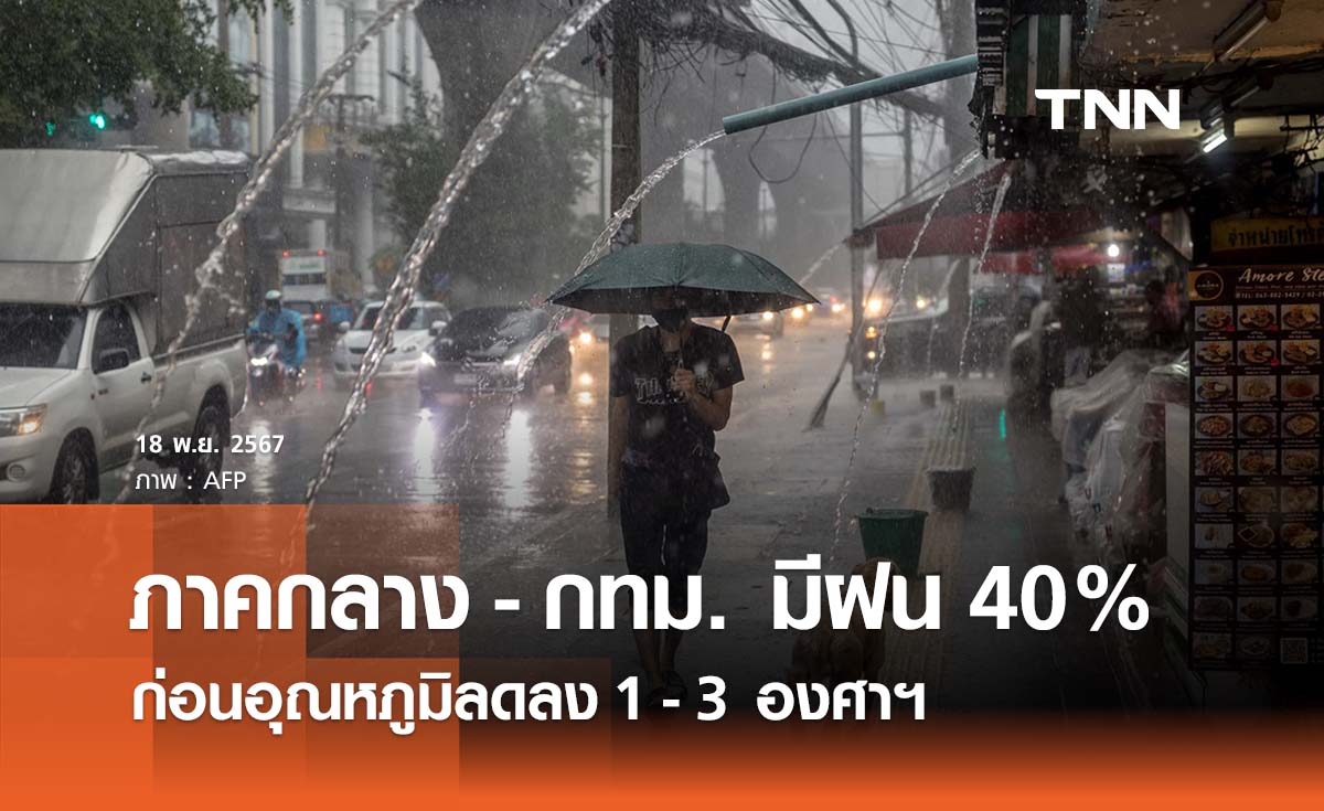 พยากรณ์อากาศวันนี้ 18 พฤศจิกายน ภาคกลาง - กทม. มีฝน 40% อุณหภูมิลดลง 1-3 องศา