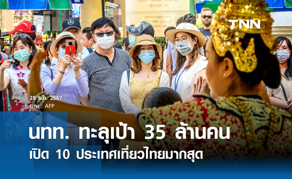 ต่างชาติเที่ยวไทยปี 2567 ทะลุเป้า 35 ล้านคน เปิด 10 ประเทศมาเยือนมากสุด!