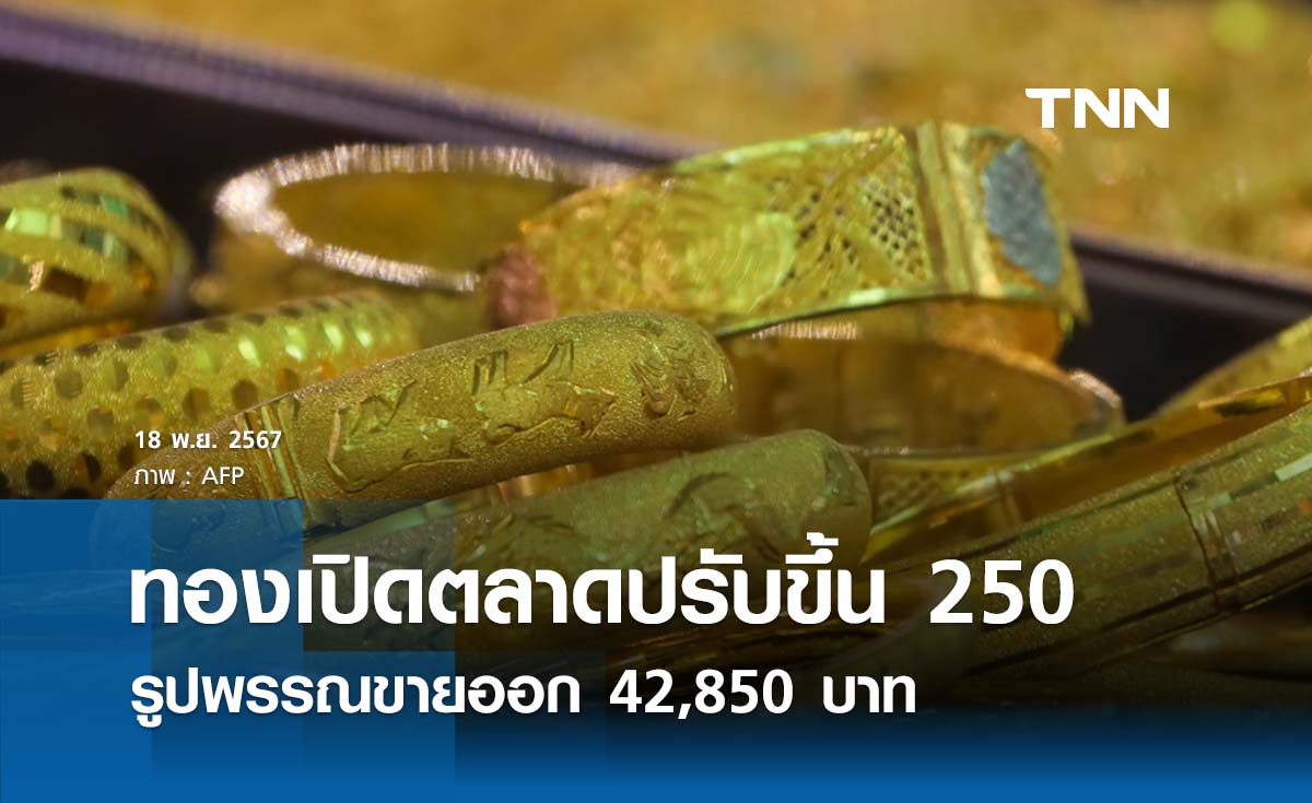 ราคาทองคำวันนี้ 18/11/67 เปิดตลาดปรับขึ้น 250 รูปพรรณขายออก 42,850 บาท 