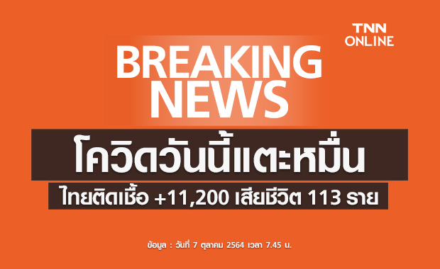 ตัวเลขผู้ติดเชื้อโควิด-19 วันนี้ ไทยติดเพิ่ม 11,200 ราย เสียชีวิต 113 ราย