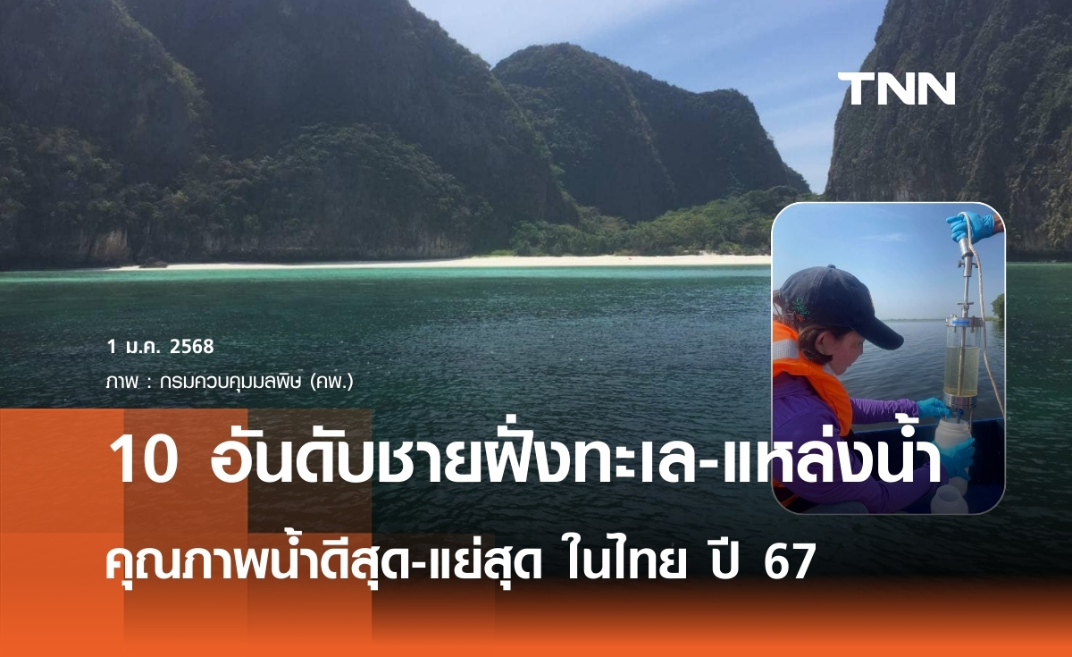 คพ. เปิด 10 อันดับชายฝั่งทะเล-แหล่งน้ำ คุณภาพน้ำดีสุด แย่สุด ในไทย ปี 2567 