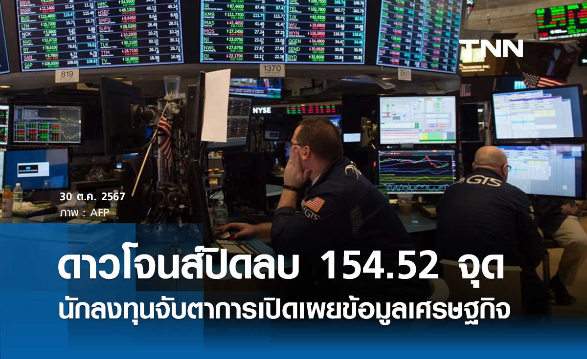 หุ้นวันนี้ดาวโจนส์ 30 ตุลาคม 2567 ปิดลบ 154.52 จุด นักลงทุนจับตาการเปิดเผยข้อมูลเศรษฐกิจ