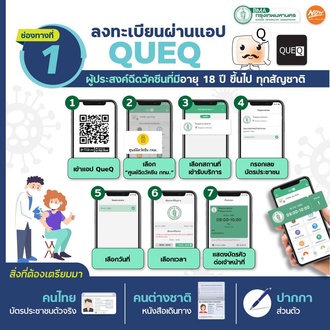 เปิดวิธีลงทะเบียนรับวัคซีนป้องกันโควิดได้ทั้ง 3 เข็ม ผ่านแอปฯ QueQ