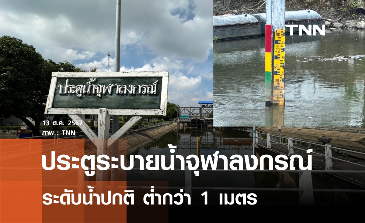 ประตูระบายน้ำจุฬาลงกรณ์  ระดับน้ำปกติ ต่ำกว่า 1 เมตร