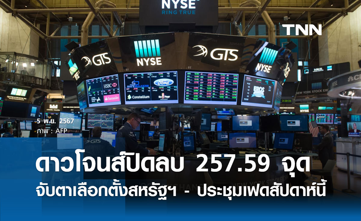 หุ้นวันนี้ดาวโจนส์ 5 พฤศจิกายน 2567 ปิดลบ 257.59 จุด จับตาเลือกตั้งสหรัฐฯ 