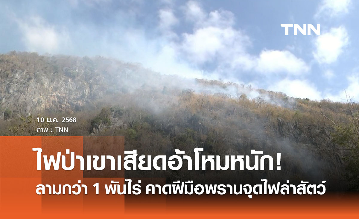 “ไฟป่าโคราช” เขาเสียดอ้า โหมหนักลามกว่า  1 พันไร่ คาดฝีมือมนุษย์จุดไฟล่าสัตว์ 