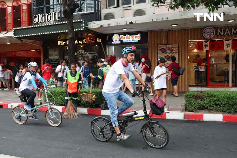 กทม. ชวนลดใช้รถ เพ้นท์สีถนนบรรทัดทองเพิ่มพื้นที่คนเดิน ในงาน Bangkok Car Free 2024