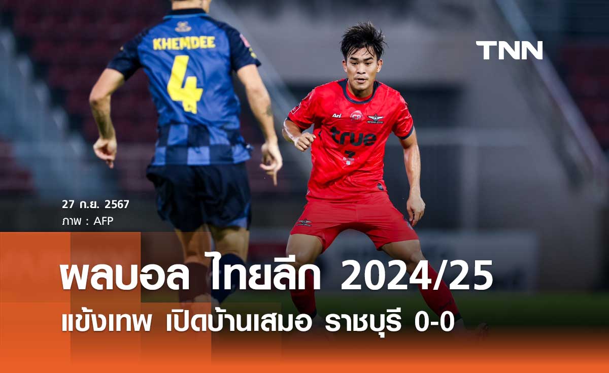 ผลบอล ไทยลีก 2024/25 : แข้งเทพ เปิดบ้านเสมอ ราชบุรี 0-0 