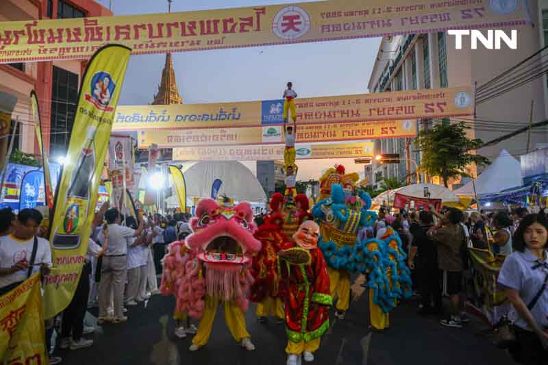 อลังการพิธีเปิดงานเจเยาวราช ผัดหมี่มงคล มังกรทอง ขบวนแห่รถบุปผชาติ 