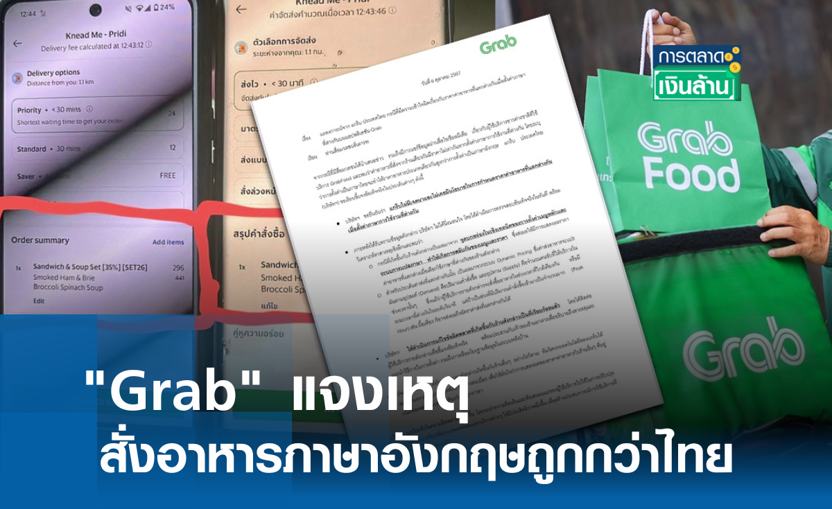 Grab แจงเหตุสั่งอาหารภาษาอังกฤษถูกกว่าไทย l การตลาดเงินล้าน