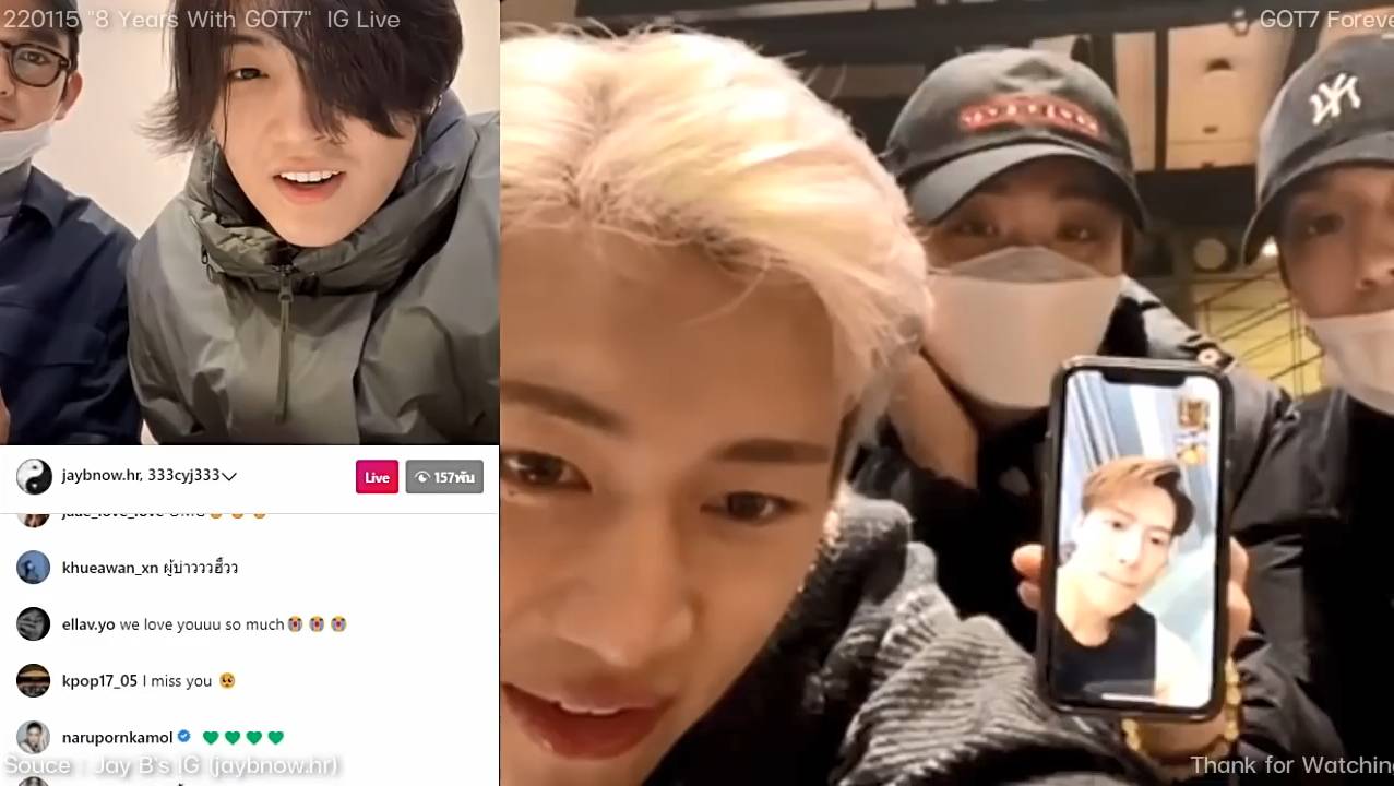 สมาชิกวง GOT7 ทั้ง 7 คนรวมตัวกันพูดคุยผ่าน IG Live ฉลองเดบิวต์ครบรอบ 8 ปี (มีคลิป)