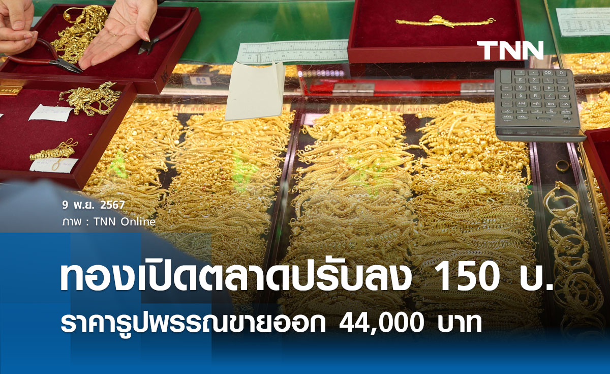 ราคาทองคำวันนี้ 9/11/67 เปิดตลาดปรับขึ้น 150 บาท รูปพรรณขายออก 44,000 บาท 